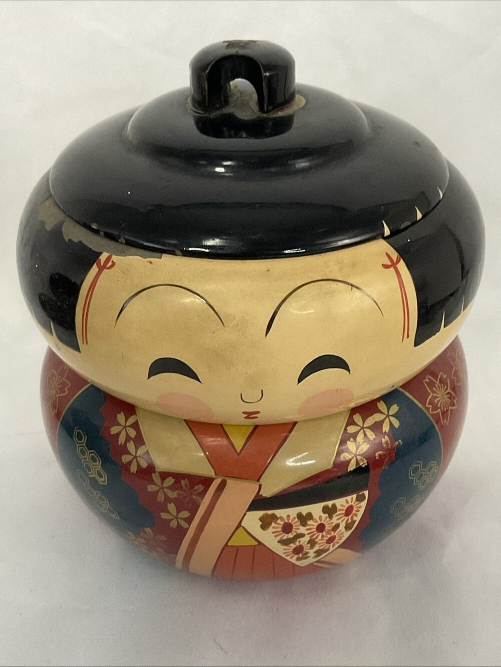 VTG VINTAGE KOKESHI JAPANESE BENTO TRINKET BOX